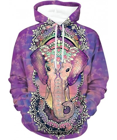 3D Graphic Hoodies for Women Realistic Digital Print Pullover Hoodie Hooded Sweatshirt Purple Elephant $12.56 Hoodies & Sweat...