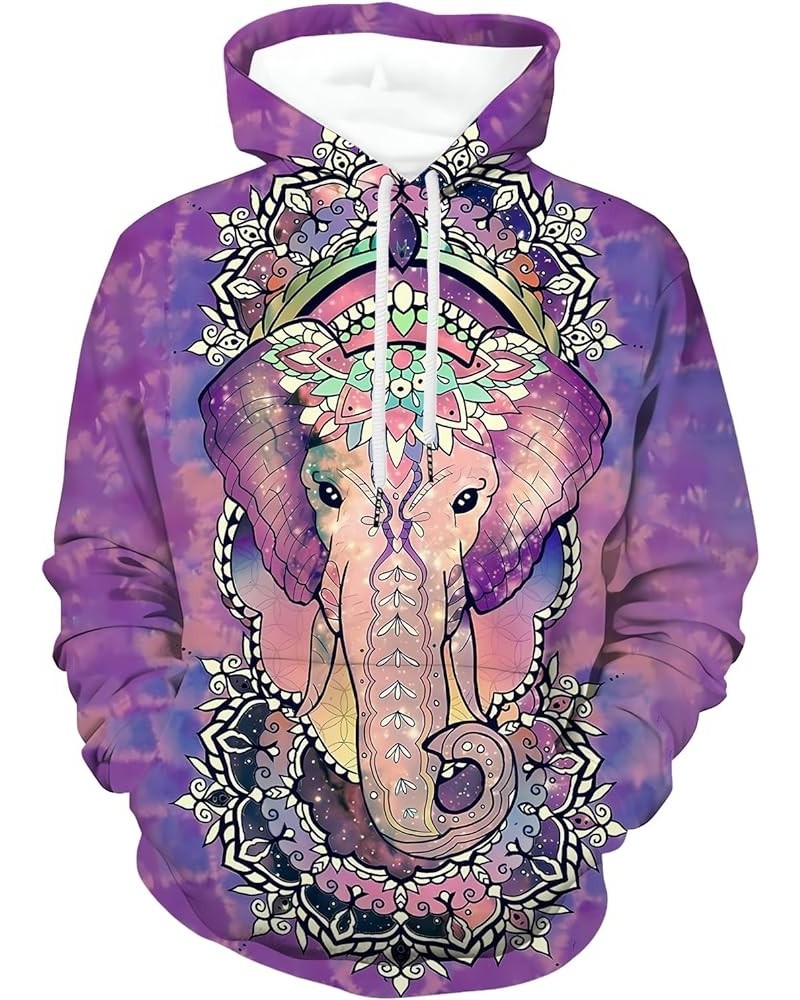 3D Graphic Hoodies for Women Realistic Digital Print Pullover Hoodie Hooded Sweatshirt Purple Elephant $12.56 Hoodies & Sweat...