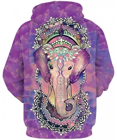 3D Graphic Hoodies for Women Realistic Digital Print Pullover Hoodie Hooded Sweatshirt Purple Elephant $12.56 Hoodies & Sweat...