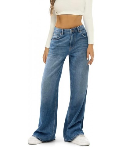 Women's Wide Leg Denim Pants High Waist Straight Baggy Jeans Loose Pants Trousers Y2K Fashion Streetwear Blue $9.66 Jeans