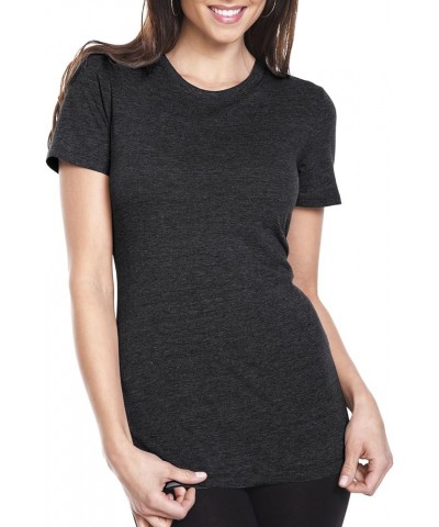 Women's 1x1 Tri Blend Baby Rib Collar T-Shirt Vintage Black $7.64 T-Shirts