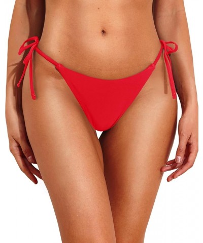 Women's Thong Bikini Bottom Brazilian String Sexy Swimsuit Bottoms Tie Side Bathing Suit Bottom Only Red $11.19 Swimsuits