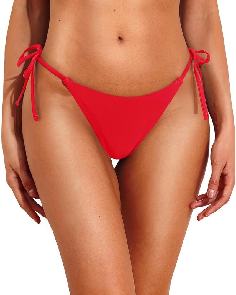 Women's Thong Bikini Bottom Brazilian String Sexy Swimsuit Bottoms Tie Side Bathing Suit Bottom Only Red $11.19 Swimsuits