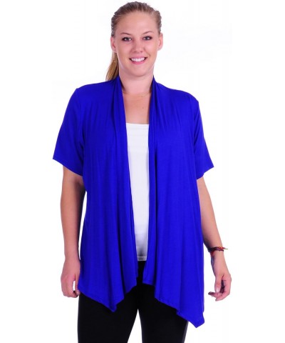 SR Women's Plus Size Basic Solid Short Sleeve Open Cardigan (Size: 1X-5X), 4X, Royal $20.64 Sweaters