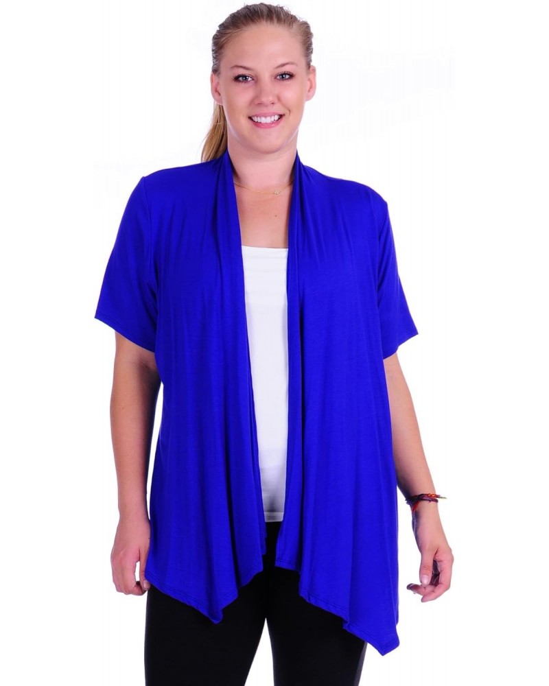 SR Women's Plus Size Basic Solid Short Sleeve Open Cardigan (Size: 1X-5X), 4X, Royal $20.64 Sweaters