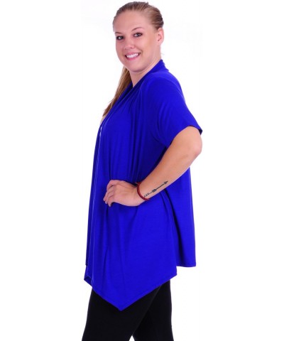 SR Women's Plus Size Basic Solid Short Sleeve Open Cardigan (Size: 1X-5X), 4X, Royal $20.64 Sweaters