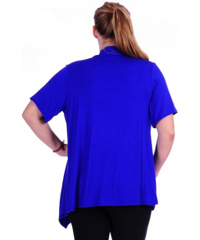 SR Women's Plus Size Basic Solid Short Sleeve Open Cardigan (Size: 1X-5X), 4X, Royal $20.64 Sweaters