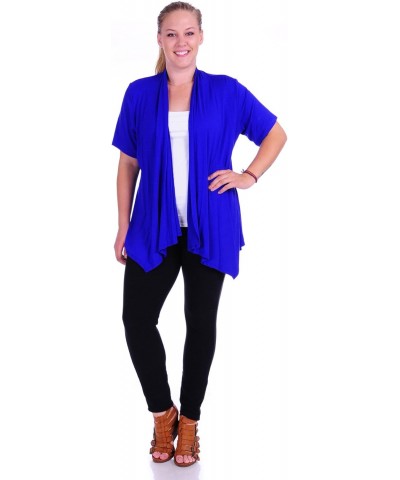 SR Women's Plus Size Basic Solid Short Sleeve Open Cardigan (Size: 1X-5X), 4X, Royal $20.64 Sweaters