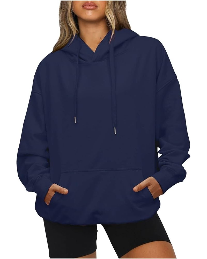 Hoodies for Women Oversized Hooded Sweatshirt Drawstring Waffle Long Sleeve Shirts Causal Trendy Tops Fall Clothes 4-navy $10...