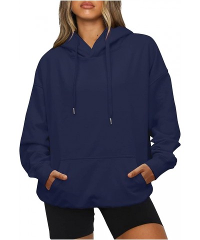 Hoodies for Women Oversized Hooded Sweatshirt Drawstring Waffle Long Sleeve Shirts Causal Trendy Tops Fall Clothes 4-navy $10...