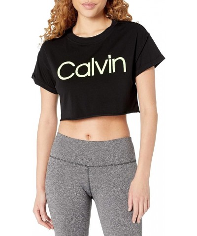 Women's Rolled Cuff Crop Tee Black Lime Volt Combo $12.83 Activewear
