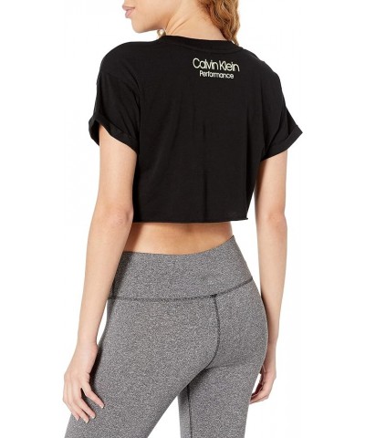 Women's Rolled Cuff Crop Tee Black Lime Volt Combo $12.83 Activewear