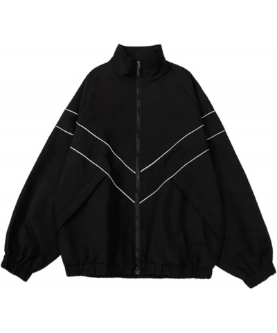 Women's Y2k Jacket Vintage Zip Up Windbreaker Varsity Jacket Retro 90s Clothing Oversized Sport Coat Black $15.64 Jackets