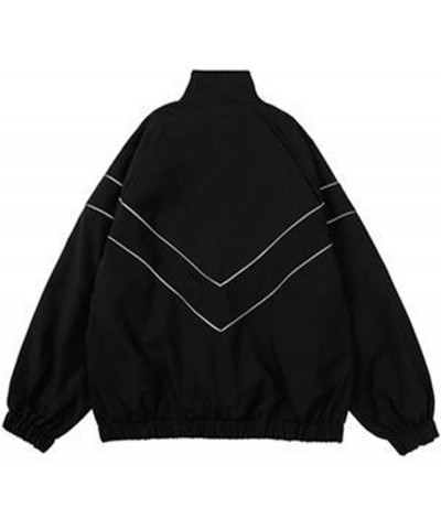 Women's Y2k Jacket Vintage Zip Up Windbreaker Varsity Jacket Retro 90s Clothing Oversized Sport Coat Black $15.64 Jackets