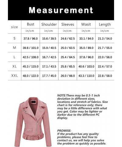 Faux Suede Leather Jackets for Women, Spring and Winter Fashion Moto Biker Short Coat Pink $24.74 Coats