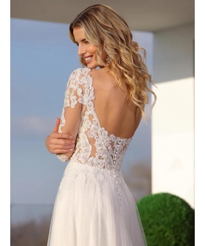 V-Neck Wedding Dresses Lace Applique Beach Wedding Dresses for Bride 2023 Boho Bridal Gowns for Women 07-ivory $59.18 Dresses