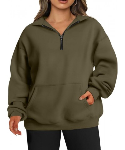 Plus Size Sweatshirts for Women Pockets Half Zip Pullover Oversized Drop Shoulder Hoodie Teen Girls Y2K Clothes Coffee Green ...