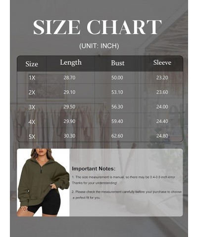 Plus Size Sweatshirts for Women Pockets Half Zip Pullover Oversized Drop Shoulder Hoodie Teen Girls Y2K Clothes Coffee Green ...