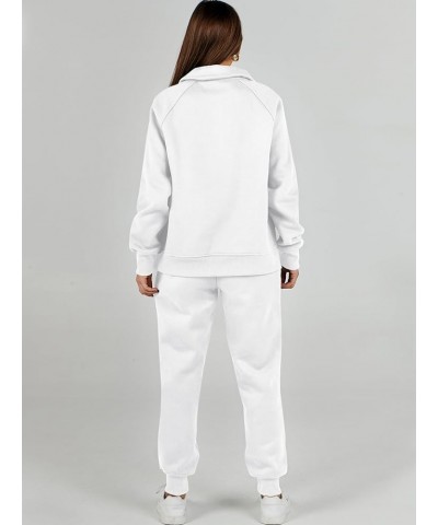 Womens 2 Piece Outfits Sweatsuit Set Quarter Zip Long Sleeve Sweatshirt Jogger Sweatpants Tracksuit Lounge Set White $30.08 A...