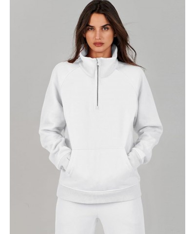 Womens 2 Piece Outfits Sweatsuit Set Quarter Zip Long Sleeve Sweatshirt Jogger Sweatpants Tracksuit Lounge Set White $30.08 A...