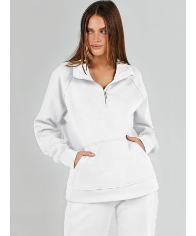 Womens 2 Piece Outfits Sweatsuit Set Quarter Zip Long Sleeve Sweatshirt Jogger Sweatpants Tracksuit Lounge Set White $30.08 A...