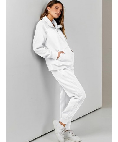 Womens 2 Piece Outfits Sweatsuit Set Quarter Zip Long Sleeve Sweatshirt Jogger Sweatpants Tracksuit Lounge Set White $30.08 A...