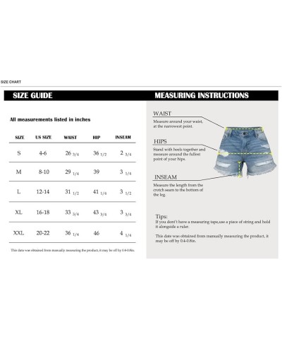 Women's Ripped Denim Jean Shorts Mid Rise Summer Hot Raw Hem Casual Shorts W004-dark Blue $19.03 Shorts