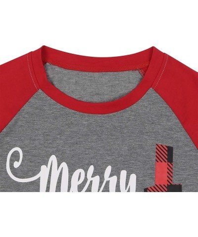 Merry Christmas Tee Shirts Women Christmas Tee Shirts Tops Letter Print Long Sleeve Raglan Baseball Tee Shirts Gray $11.52 T-...