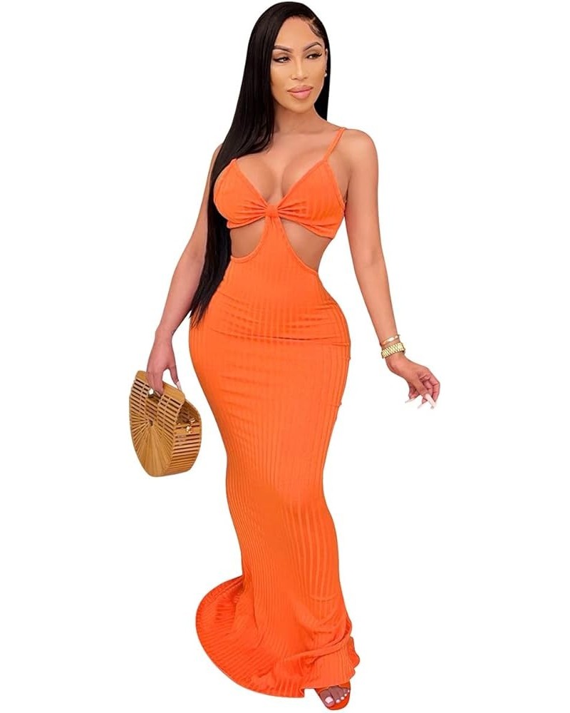 Mermaid Long Maxi Dress-Hollow Out Bodycon Dress Party Beach Evening Orange $25.94 Dresses