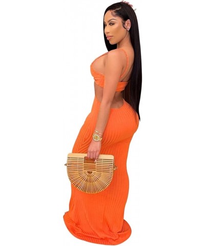 Mermaid Long Maxi Dress-Hollow Out Bodycon Dress Party Beach Evening Orange $25.94 Dresses