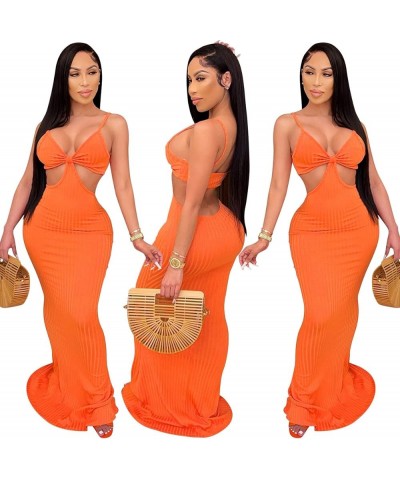 Mermaid Long Maxi Dress-Hollow Out Bodycon Dress Party Beach Evening Orange $25.94 Dresses