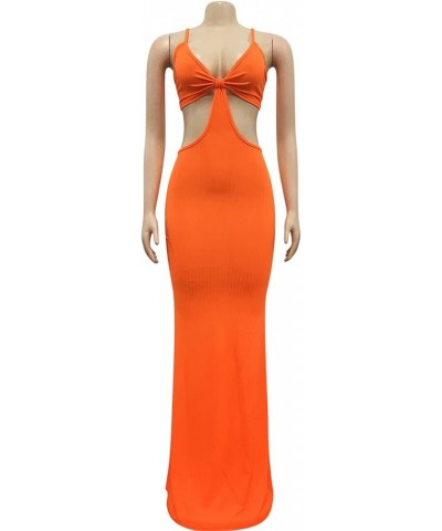 Mermaid Long Maxi Dress-Hollow Out Bodycon Dress Party Beach Evening Orange $25.94 Dresses