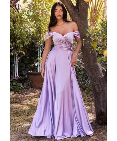 Off Shoulder Satin Bridesmaid Dresses for Wedding A Line Ruched Corset Long Formal Prom Dress for Women with Slit Rose Gold $...