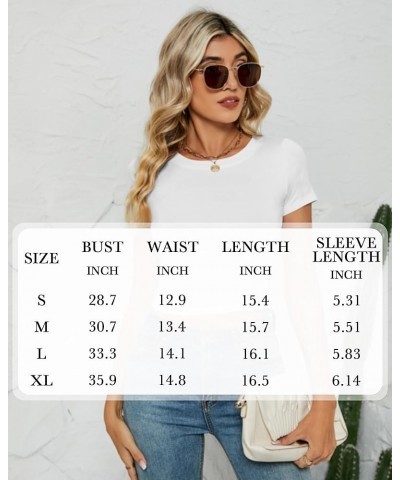 2 Pack Women's Short Sleeve Crop Tops, Long Sleeve Basic Round Neck Workout Sets Slim Fit Cropped Top Tight T Shirt Dark Blue...