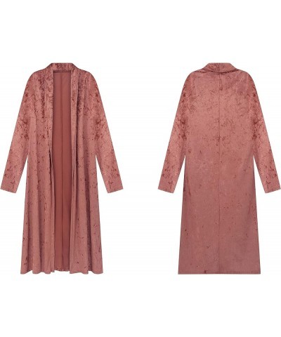 Women's Long Sleeves Casual Velvet Jacket Open Front Cardigan Coat Outerwear Pink $14.76 Sweaters