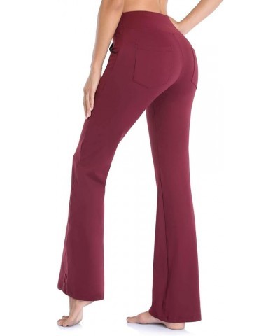 Flare Yoga Leggings for Women with Pockets Tummy Control High Waist Dance Yoga Pants Stretchy Bell Bottom Leggings Red $10.63...