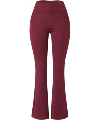 Flare Yoga Leggings for Women with Pockets Tummy Control High Waist Dance Yoga Pants Stretchy Bell Bottom Leggings Red $10.63...