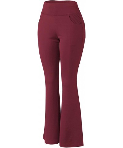 Flare Yoga Leggings for Women with Pockets Tummy Control High Waist Dance Yoga Pants Stretchy Bell Bottom Leggings Red $10.63...