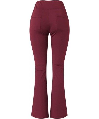 Flare Yoga Leggings for Women with Pockets Tummy Control High Waist Dance Yoga Pants Stretchy Bell Bottom Leggings Red $10.63...