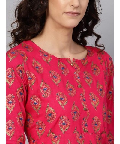 kurti set for women Indian party wear Dress kurta tops with trouser palazzo pants set Pink & Navy Blue $30.50 Suits