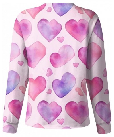 Valentines Day Scrub Tops Women Long Sleeve Vneck Love Heart Printed Nurse Working Uniforms Holiday Tshirt New 02-purple $8.5...