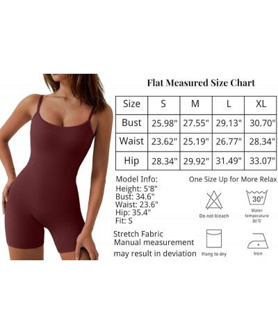 Womens Sexy Spaghetti Strap Bodycon Stretch Jumpsuit U Neck One Piece Short Romper Hot Chocolate $12.99 Jumpsuits