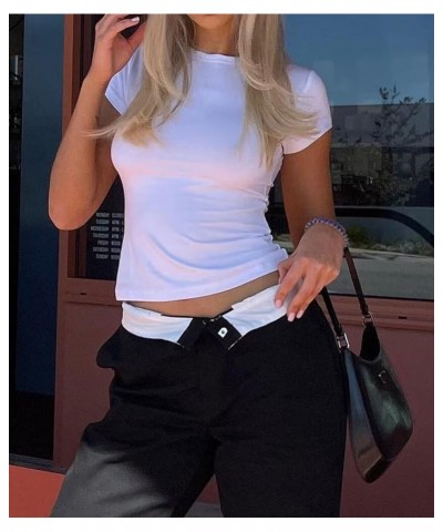 Womens 3 Piece Basic Going Out Crop Tops Short Sleeve Shirts Slim Fit Crew Neck Baby Tees 2024 Y2k Colthes Black,white $20.90...