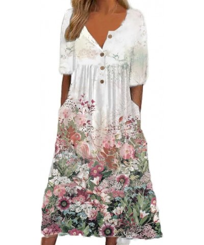 Women's Plus Size Boho Floral Print Maxi Dresses Summer Short Sleeve V Neck Casual Loose Dress with Pockets Bohemian9 $17.15 ...