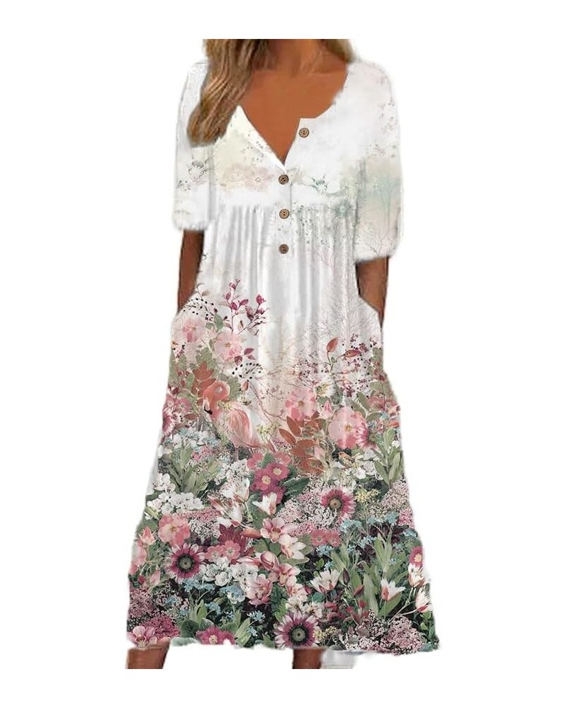 Women's Plus Size Boho Floral Print Maxi Dresses Summer Short Sleeve V Neck Casual Loose Dress with Pockets Bohemian9 $17.15 ...