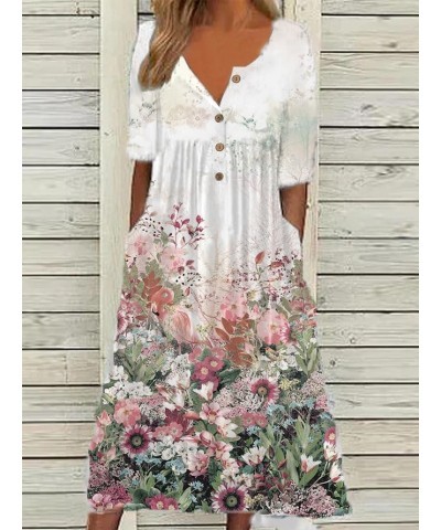 Women's Plus Size Boho Floral Print Maxi Dresses Summer Short Sleeve V Neck Casual Loose Dress with Pockets Bohemian9 $17.15 ...