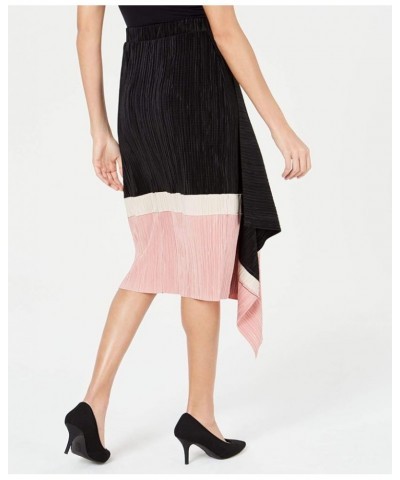 Womens Below The Knee Wear to Work Pleated Skirt Black/Beige/Pink $11.43 Skirts