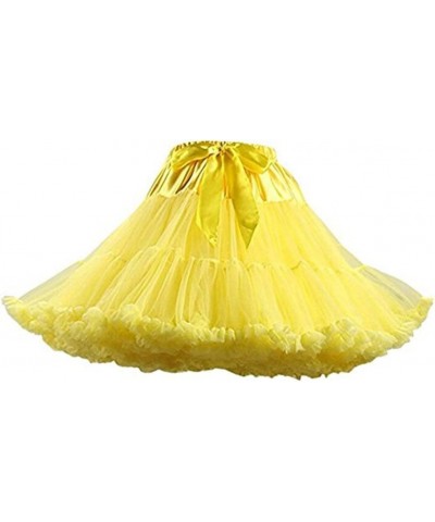 Womens 3-Layered Pleated Tulle Petticoat Tutu Puffy Party Cosplay Skirt Yellow $14.24 Skirts