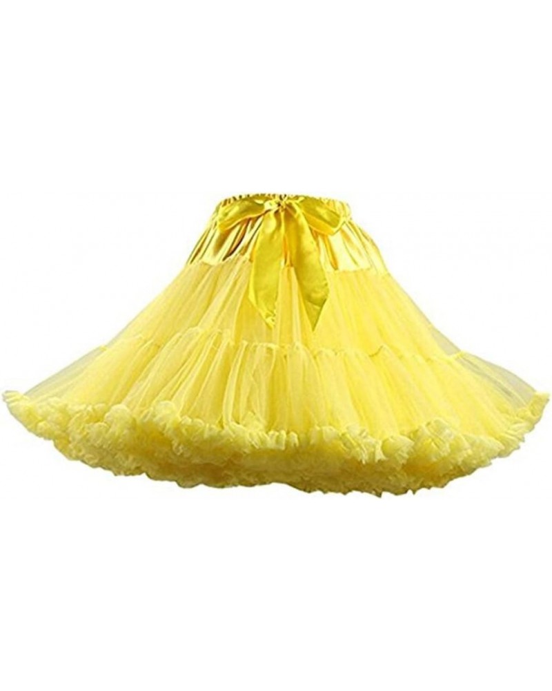 Womens 3-Layered Pleated Tulle Petticoat Tutu Puffy Party Cosplay Skirt Yellow $14.24 Skirts