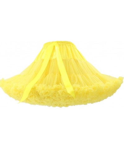 Womens 3-Layered Pleated Tulle Petticoat Tutu Puffy Party Cosplay Skirt Yellow $14.24 Skirts